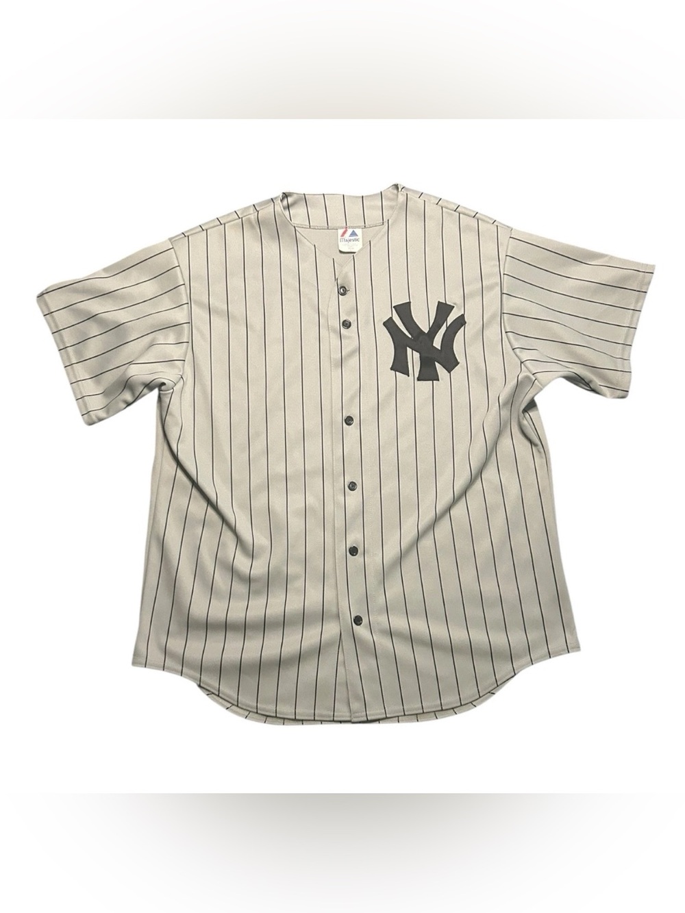 Vintage New York Yankees Jersey Mens XL Gray Majestic Pin Stripe Embroidered